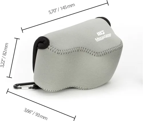 Vista 2 de MegaGear. Funda para cámara, ultra liviana neopreno con mosquetón para Sony A6000, A6300 con lente 16-50 Gris