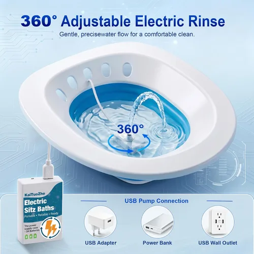 Vista 5 de Baño de Asiento Eléctrico para Asiento de Inodoro - Asiento de Vapor Yoni - Bañera de Baño de Asiento Portátil para Hemorroides y Cuidado Posparto