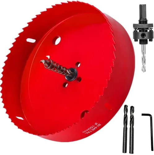 Vista 5 de Sierra de agujero de 4 pulgadas con eje – Estándar de acero resistente – 4 pulgadas para aserrar agujeros en madera normal, madera contrachapada