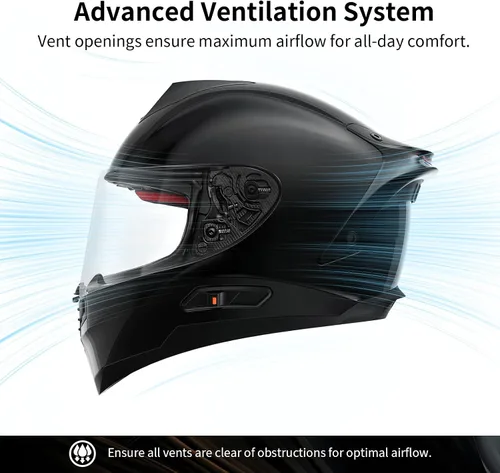 Vista 7 de Fodsports FS90 Full Face Motorcycle Helmet for Men Women, Dual Visor Motorbike Street Bike Integrated Helmet with LED Light DOT FMVSS-218 ECE22.05
