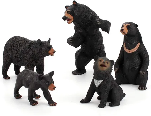 Vista 2 de Figuras realistas de animales de la selva de la vida silvestre, modelo de oso negro, juego de la familia, juguetes eduaccionales, estatua