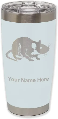 Vista 10 de LaserGram Vaso aislado al vacío de 20 onzas, rata, grabado personalizado incluido (negro)