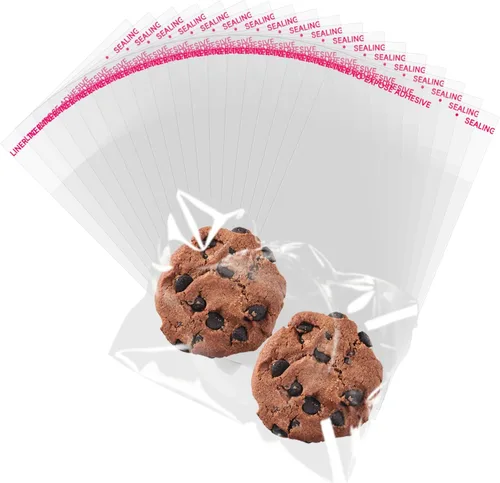 Vista 9 de 100 bolsas de celofán transparentes autoadhesivas, de 2 x 10 pulgadas, bolsas de barra de pretzel para panadería, galletas, dulces, pretzel, regalo