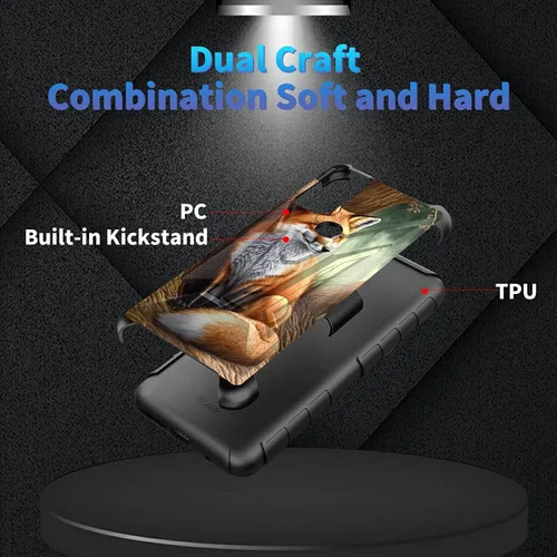 Vista 39 de Funda para AT&T Maestro Max 2021/Cricket Ovation 2 con protector de pantalla de vidrio templado, funda resistente con función atril integrada