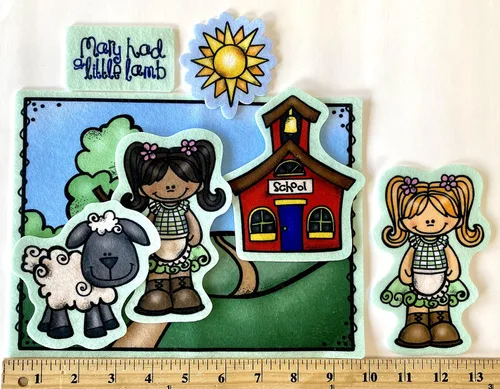 Vista 3 de Mary Had A Little Lamb 7 figuras de fieltro precortadas para franela/fieltro historias de tablero de guardería, rimas preescolares
