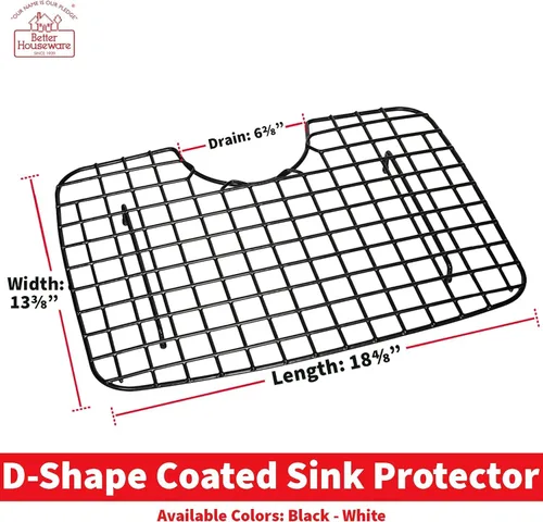 Vista 2 de Better Houseware Protector de fregadero en forma de D - Negro