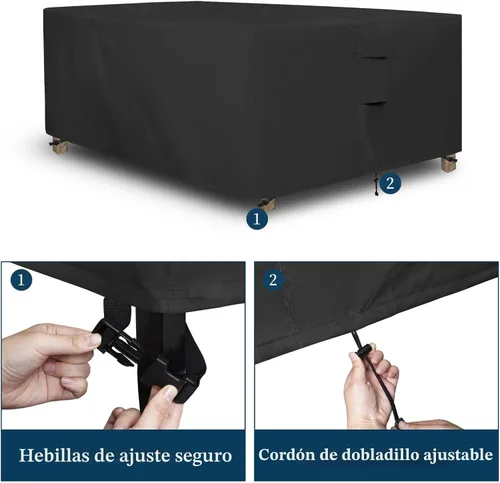 Vista 5 de Easy-Going Funda rectangular para muebles de patio, impermeable, para mesa de comedor y silla, anti-UV, juego de fundas de sofá seccional exterior