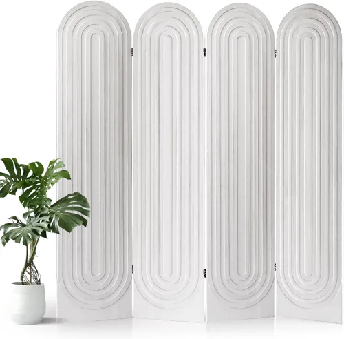 Vista 8 de 4 paneles decorativos de madera separador plegable pantalla de Negro