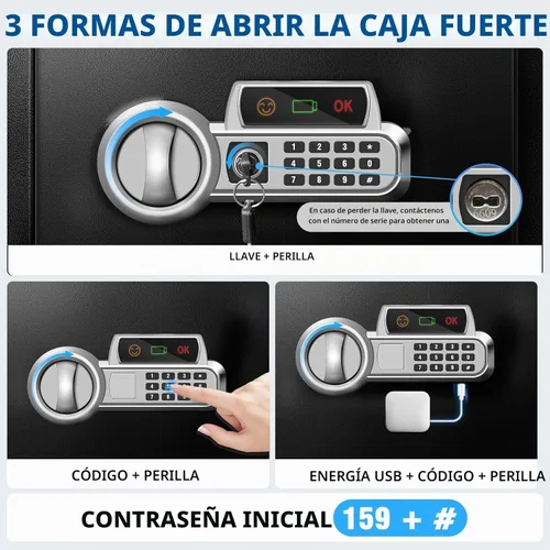 Vista 5 de Caja fuerte a prueba de fuego pequeña de 1,8 pies cúbicos