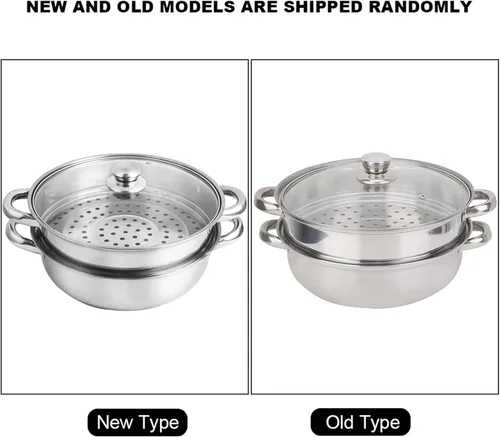 Vista 8 de Olla de vapor de 2 capas, olla doble caldera, olla de cocina de acero inoxidable con tapa de vidrio templado y asas dobles, funciona con horno