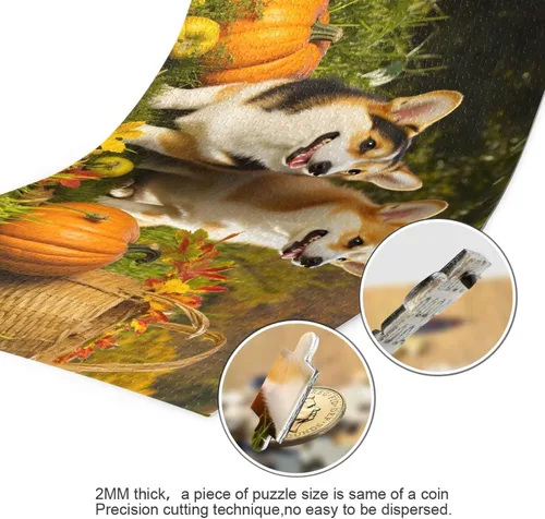Vista 2 de Rompecabezas de perro Welsh Corgi Pembroke de 500 piezas para adolescentes y adultos, 20.5 x 14.9 pulgadas