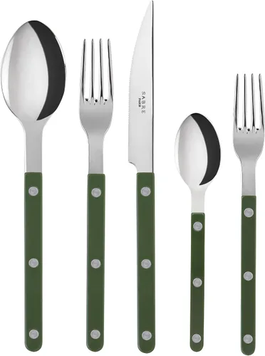 Vista 16 de SABRE PARIS - Juego de cubiertos de 5 piezas - Colección Bistrot - Cuchillo, tenedor, cuchara de sopa, cucharadita y tenedor de postre - Acero