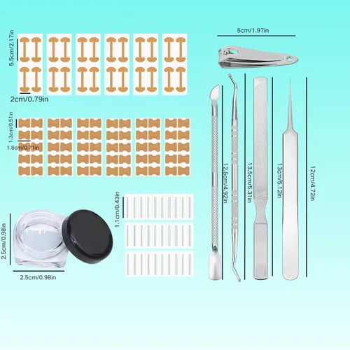 Vista 2 de Juego de corrector de uñas encarnadas con parche de corrección de uñas curvas, kit de eliminación de uñas mejorado, herramientas de pedicura