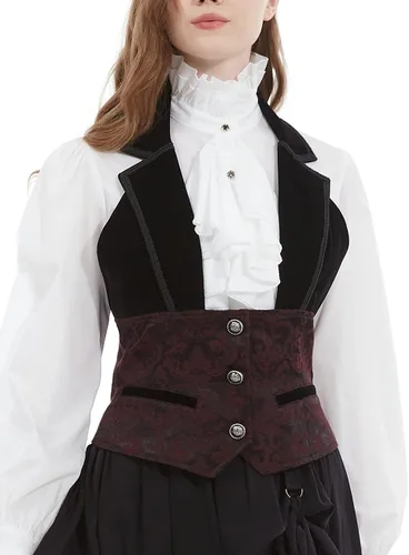 Vista 2 de Chaleco gótico victoriano pirata steampunk vampiro medieval para mujer