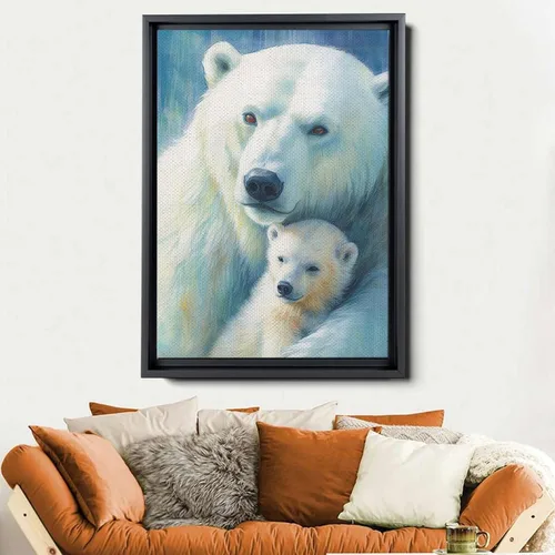 Vista 6 de Fox Mother Cub Print, In The Style Of Stencil-Based, Ivory, Kids Wall Art, Kids Wall Art Display, Mom And Baby Animal Art Print