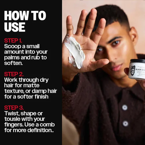 Vista 3 de Slick Gorilla Lightwork - Arcilla mate para el cabello para hombres, sujeción flexible, 2.5 onzas Arcilla mate a base de agua con caolín, manteca