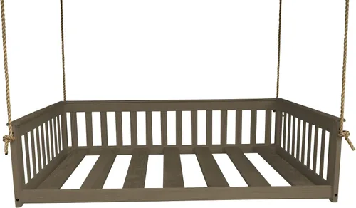 Vista 8 de Amish-Made - Cama de columpio de madera negra con cuerdas Pintura negra