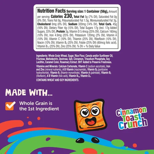 Vista 2 de Cinnamon Toast Crunch Cereales, tazas de una sola porción, 60 unidades, caja de 7.5 libras