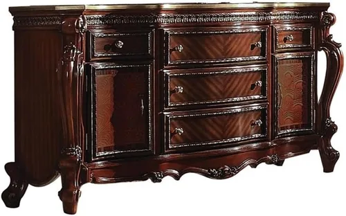 Vista 4 de Acme Muebles 5 cajones y 2 puertas Cómoda de madera, perla antigua