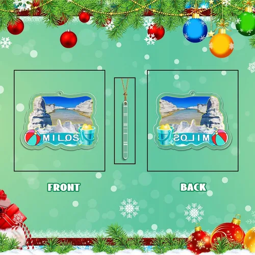 Vista 2 de Milos Grecia Adorno de Navidad acrílico árbol de Navidad colgante decoraciones clásico viaje recuerdo regalo colección -833