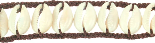 Vista 3 de BlueRica Cowrie Shell escalera en pulsera de cordón marrón trenzado