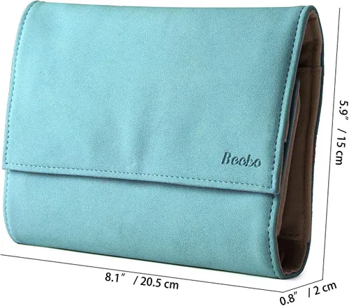 Vista 2 de Becko - Organizador de joyas para múltiples collares anillos pulseras de piel flexible y gamuza gran capacidad sin arrugas ligero portátil