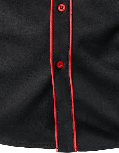 Vista 5 de ZEROYAA Camisas de vestir de manga larga con bordado floral para hombre