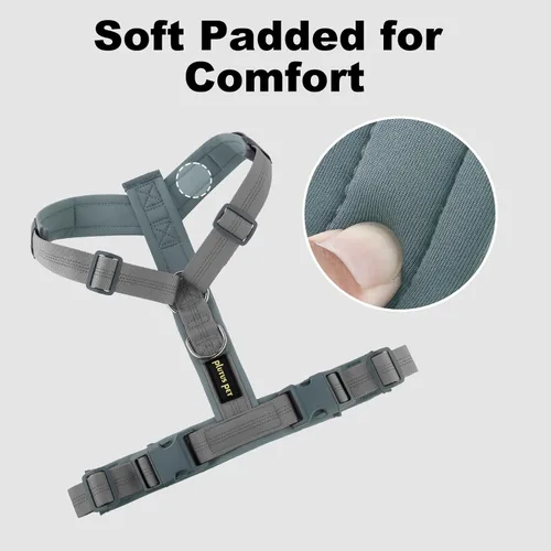 Vista 28 de Arnés para perro Plutus Pet sin tirón, arnés ajustable de nylon con acolchado suave, arnés para perro reflectante y resistente para perros pequeños