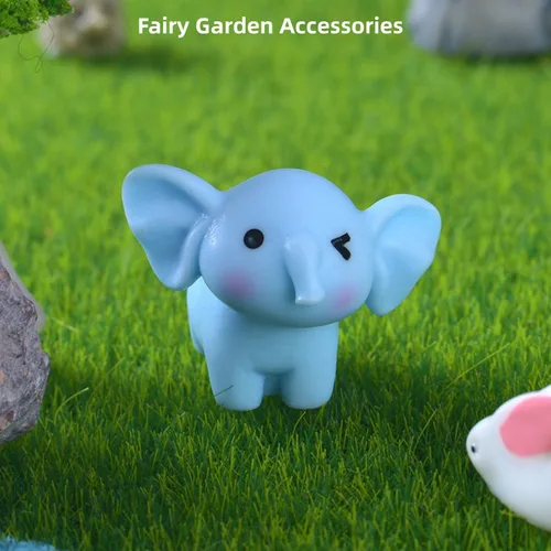 Vista 4 de Mini figuras de elefante, adorno de elefantes en miniatura, animales pequeños, elefantes salvajes, accesorios de jardín para paisaje de musgo