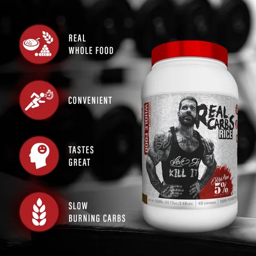 Vista 4 de 5% Nutrition Rich Piana - Arroz de carbohidratos reales con carbohidratos complejos alimenticios reales, energía glucémica baja de larga duración