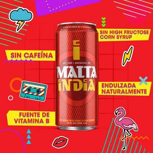 Vista 7 de Malta India - Bebida de malta sin alcohol original de Puerto Rico, 8 onzas (paquete de 6) - El embalaje puede variar