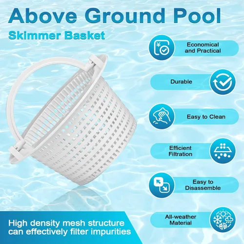Vista 6 de SPX1091C - Cesta para desnatadora de piscina sobre el suelo para Hayward Pentair SP1091WM, cesta de filtro de piscina compatible con HydroSkim