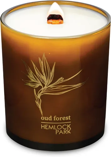 Vista 27 de Hemlock Park Vela de mecha de madera ámbar y dorada hecha a mano con cera de coco natural (estándar de 7.2 onzas, ámbar) Crackling Wood Wick