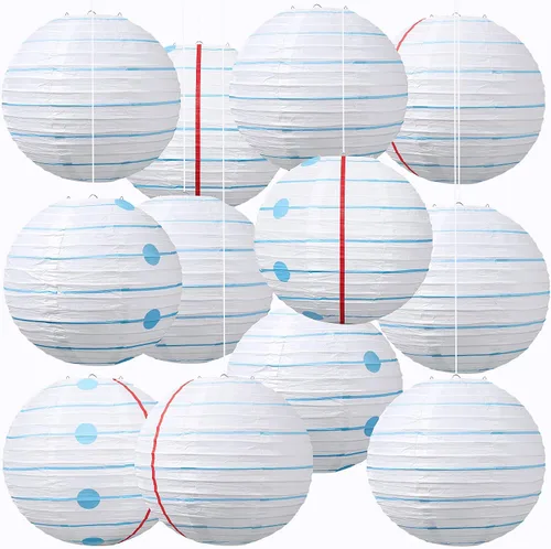 Vista 16 de Honoson 12 linternas de papel de composición para el regreso a clases, decoraciones de fiesta colgantes redondas de 10 pulgadas para aula, oficina