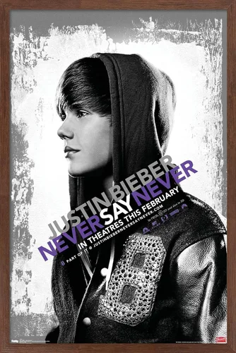 Vista 17 de Trends International Justin Bieber - Póster de pared con texto en inglés "Never Say Never Say Never", 14.725 x 22.375 pulgadas, versión enmarcada