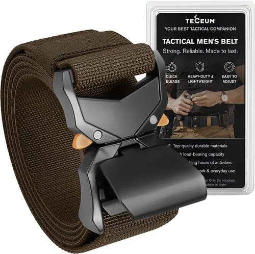 Vista 10 de TECEUM Tactical Belt – Heavy-Duty & Quick Release – Military, Work, Rigger, Duty & Utility Belt for Men