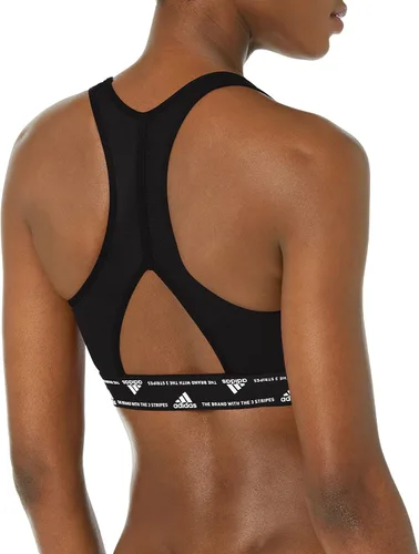 Vista 2 de adidas Sujetador de entrenamiento de 3 rayas con soporte medio para mujer