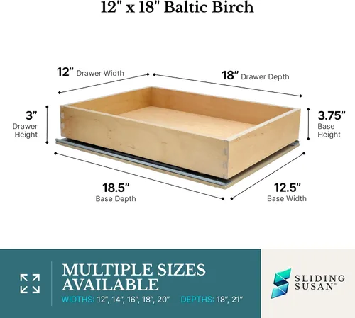 Vista 2 de SlidingSusan Organizador de cajones extraíbles para armarios, estantes deslizantes de cierre suave para cocina, despensa, baño y organización