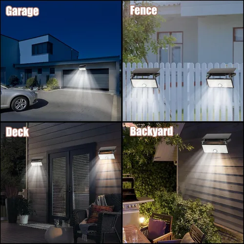 Vista 7 de Paquete de 2 luces solares de movimiento para exteriores, luz de movimiento exterior, 3 modos de iluminación, sensor de movimiento, luz de pared
