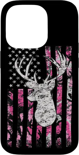 Vista 17 de Pink Camo American Flag Deer Hunter Women's Hunting Case for iPhone 17
