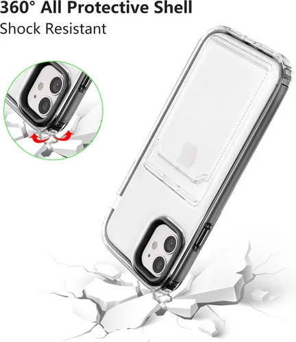 Vista 7 de ZCDAYE Funda transparente para iPhone 12 (6.1 pulgadas), funda delgada suave TPU a prueba de golpes con tarjetero - Negro