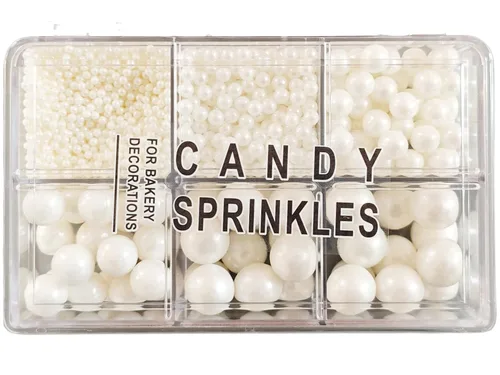 Vista 10 de Perlas negras comestibles en 5 tamaños de chispas de azúcar de 4.59 oz/4.6 onzas, 2,4,7,10,12 in, perlas de caramelo para decoración de pasteles