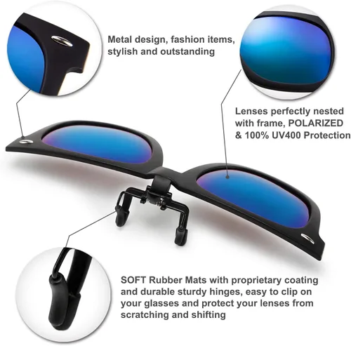 Vista 2 de FEISEDY clásico polarizado rectangular clip gafas de sol hombres mujeres para gafas graduadas B2605