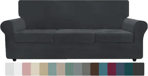 Vista 63 de ZNSAYOTX Fundas elásticas para silla de terciopelo de lujo con brazo, 2 piezas, para sala de estar, funda gruesa y suave, antideslizante, protector