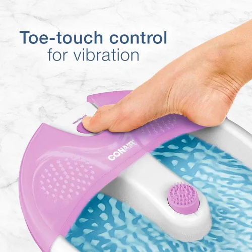 Vista 3 de Conair Baño relajante de pedicura para pies con masaje relajante de vibración, masajeador de pies relajante para lavabo profundo con chorros, Rosa