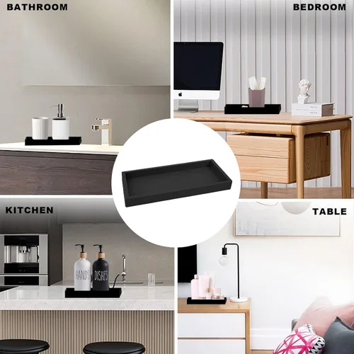 Vista 7 de 2 bandejas de silicona para tocador de baño, bandeja rectangular para encimera de baño, 7.87 x 3.93 pulgadas, bandeja de tocador de perfume