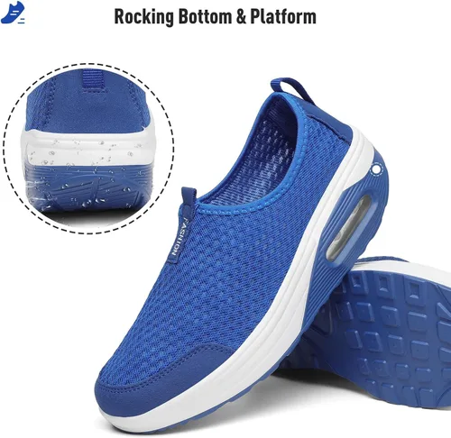 Vista 5 de SAGUARO Zapatillas de malla para mujer, con plataforma de tenis y plataforma para caminar, 0