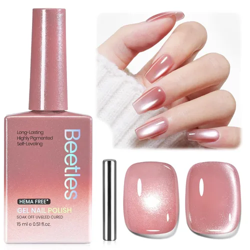 Vista 42 de Beetles - Esmalte de gel blanco, 0.5 onzas líquidas, tamaño completo, sin A - Creme White Hema Free white Rhythm