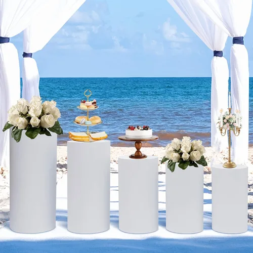 Vista 5 de Soportes cilíndricos para fiesta, 5 piezas, soportes de pedestal cilíndrico para fiestas, soporte de pedestal para decoración, soporte de pastel