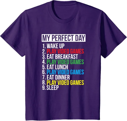 Vista 22 de My Perfect Day" - Camiseta negra de ajuste clásico, cuello redondo, manga corta, poliéster y algodón, Negro